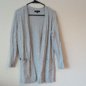 Gray Open-Front Cardigan Sweater